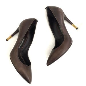 Tom Ford Brown Leather Pointed Heel Pumps